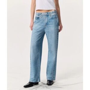 Rag & Bone Miramar Cotton Sweatpant Jeans Wide Leg Pant Light Blue Small